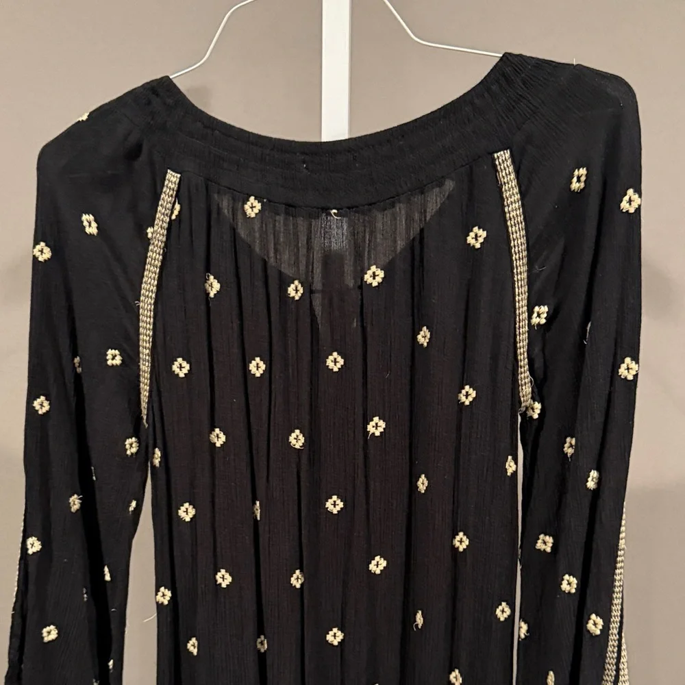 World Market Black Off-the-Shoulder Maxi Dress with Gold Embroidery - Picture 8 of 10